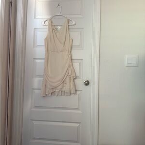 Elegant Cream Wrap Dress